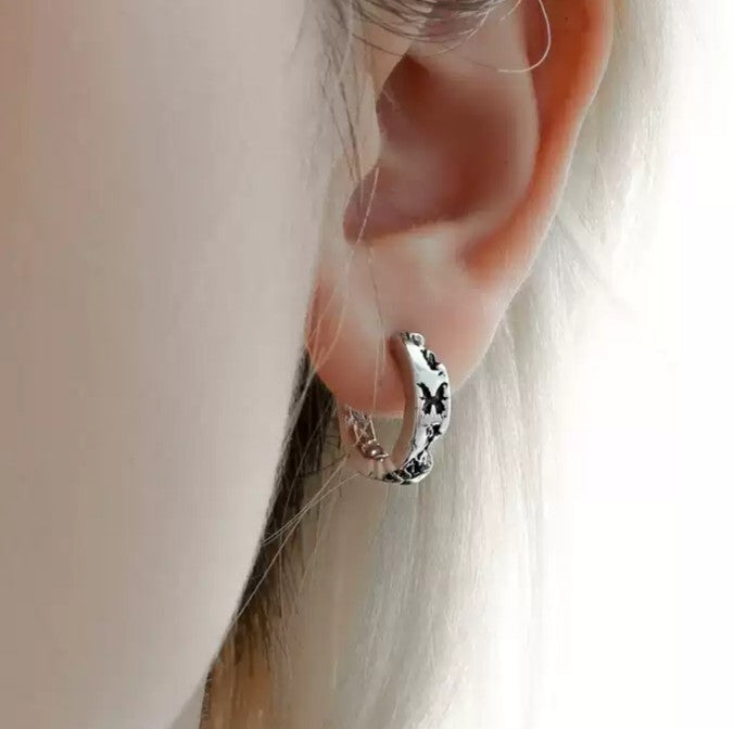 Butterfly Skeleton Hoop Earrings