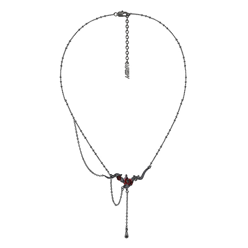 Snake Dance Rose Tassel Necklace 01