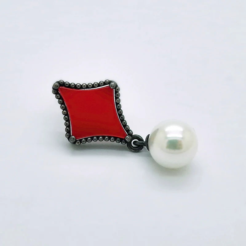 【Hard Candy】Lucky Cards Agate Pearl Earrings pg1139