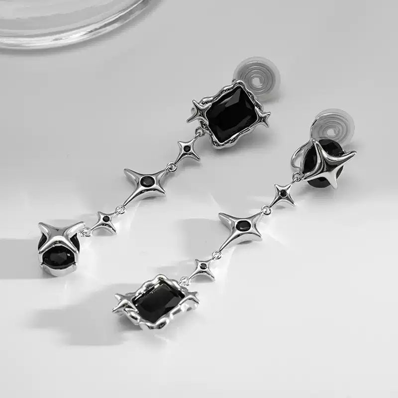 Elegant Black Star Earrings