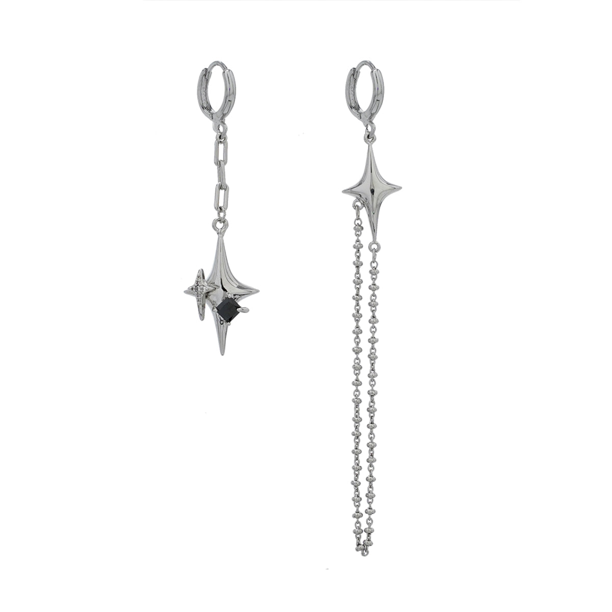 [SUMIYAKI] Astral Starburst Asymmetric Tassel Earrings pg68