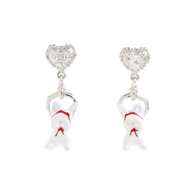 【Esak∞chi】Rabbit With Red Bandana Love Earrings pg1433