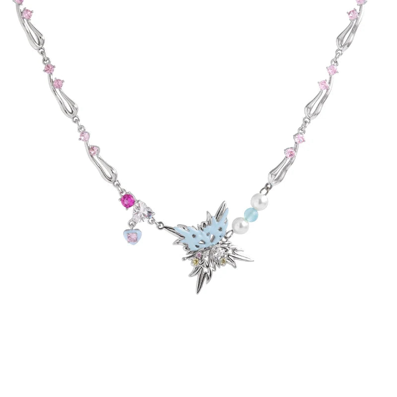 【Esak∞chi】Children's Fun Blue Butterfly Necklace pg420