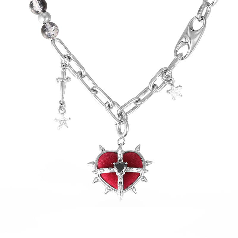 [OCTO VITA] Evil Girl Crazy Flower Heart Necklace pg701