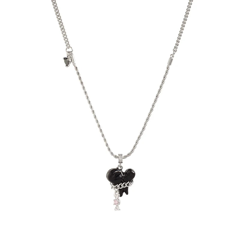 【Esak∞chi】Cool Teeth Black Necklace pg449