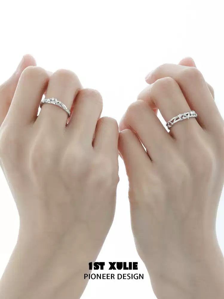 Elegant Open-Band Couple Rings