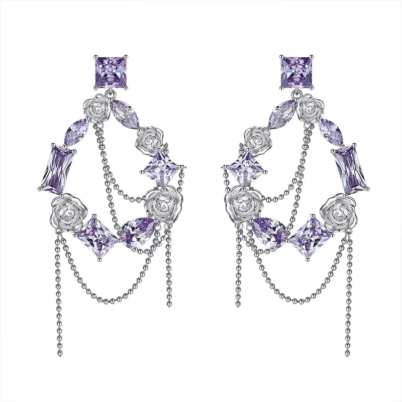 [Hard Candy] Secret Garden Rose Garland Tassel Earrings pg1584