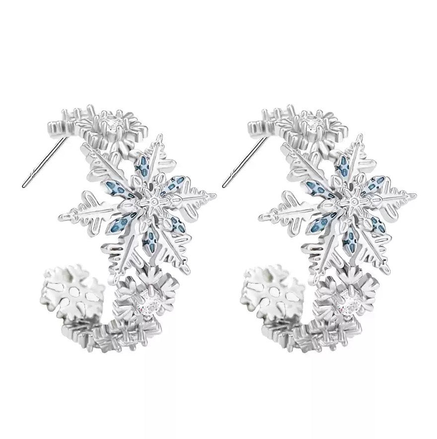 Snowflake Hoop Earrings