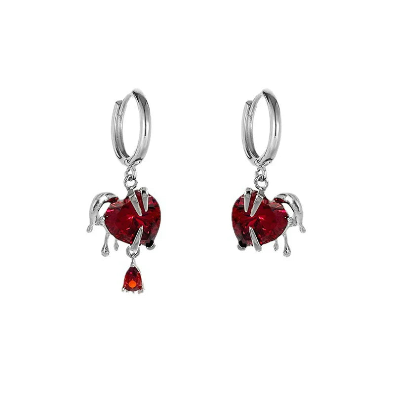 【Insomnia Artist】Forbidden Angel Red Love Asymmetrical Earrings pg785