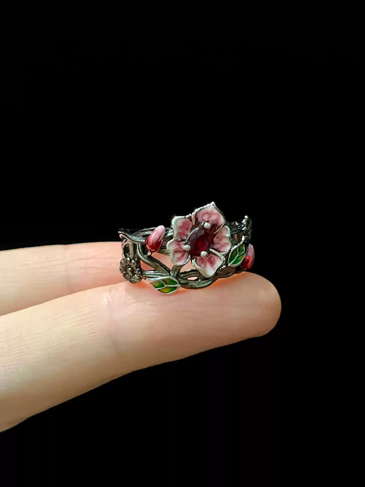 Gothic Ruby Rose Jewelry Ring