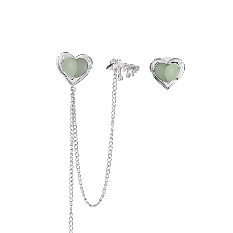 【SUMIYAKI】Green Tea Heart Earrings& Cuff pg958