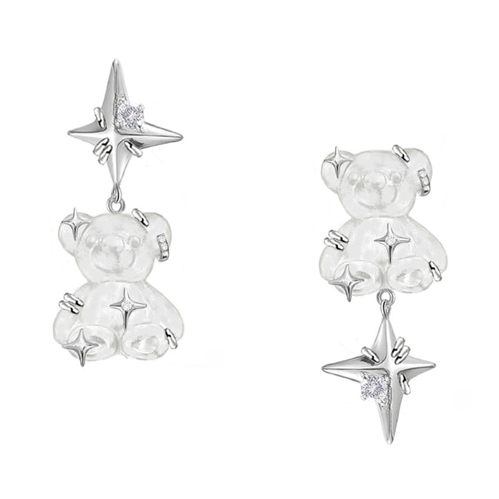 【MASW】Basic Cute Bear Star Earrings pg123