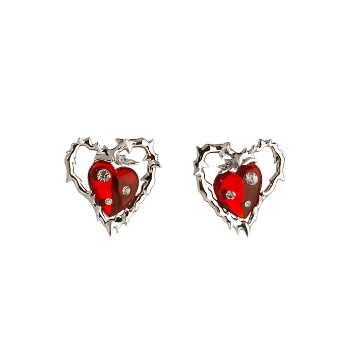 【Esak∞chi】Thorn Strawberry Love Heart Earrings pg1891