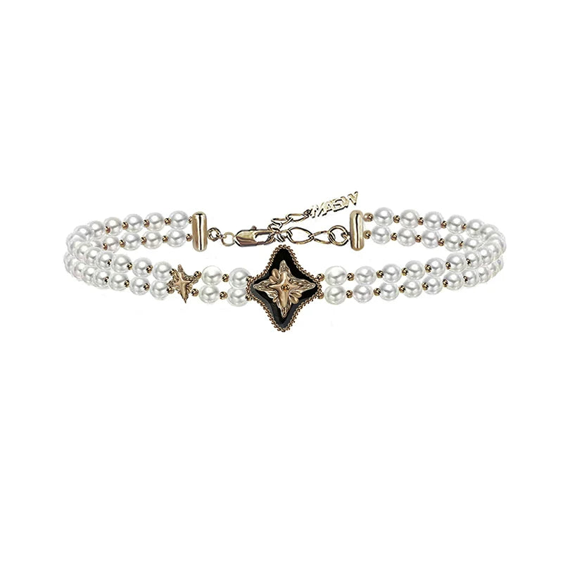 【MASW】Nostalgia Retro Pearl Star Choker pg1293