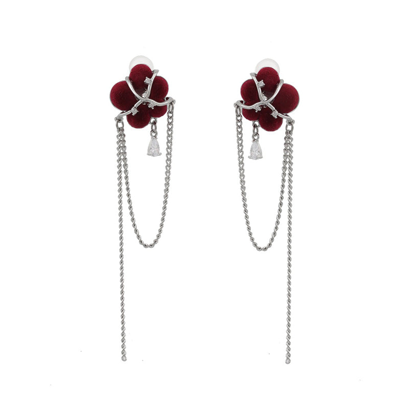 【SUMIYAKI】Flocking Red Queen Tassel Earrings pg771