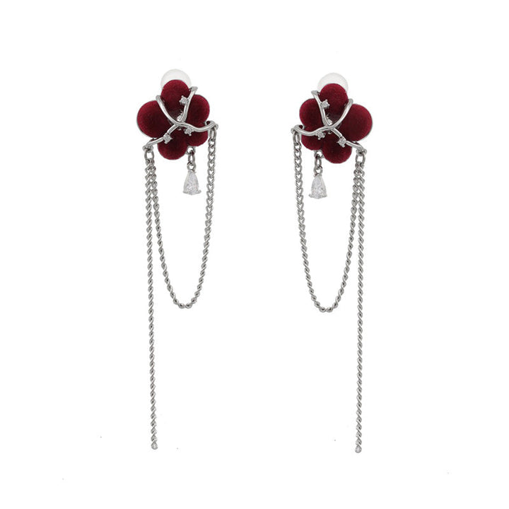 【SUMIYAKI】Flocking Red Queen Tassel Earrings pg771