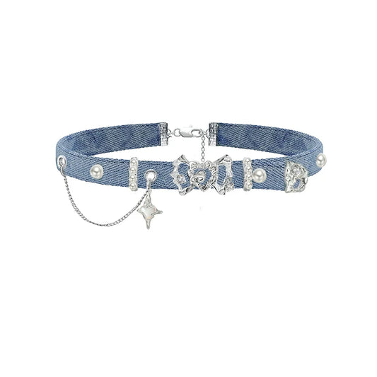 [MASW] Denim Love Retro Blue Choker pg578