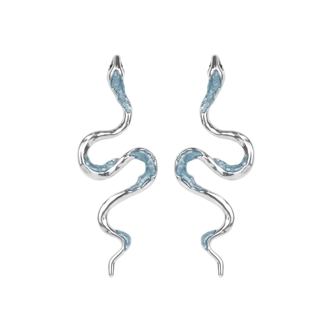 [OOMEOO] Ice Snake Blue Wave Curve Earrings pg1008