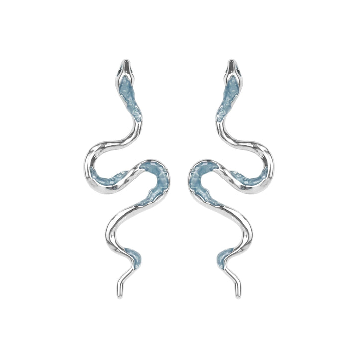 [OOMEOO] Ice Snake Blue Wave Curve Earrings pg1008