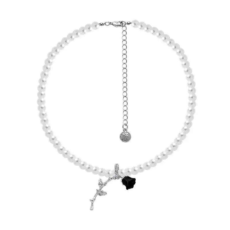 Dark Night Rose Pearl Necklace