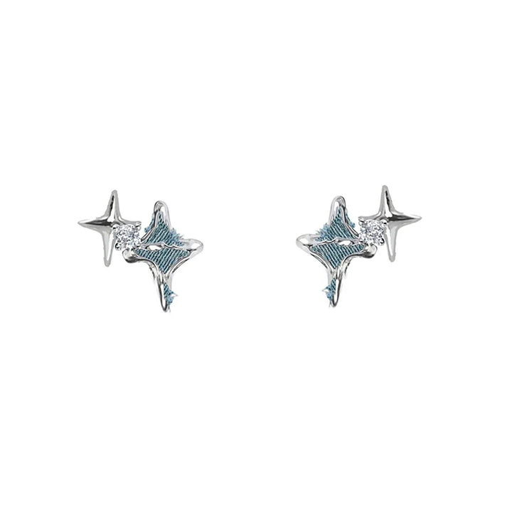 【MASW】Denim Retro Starburst Earrings pg581