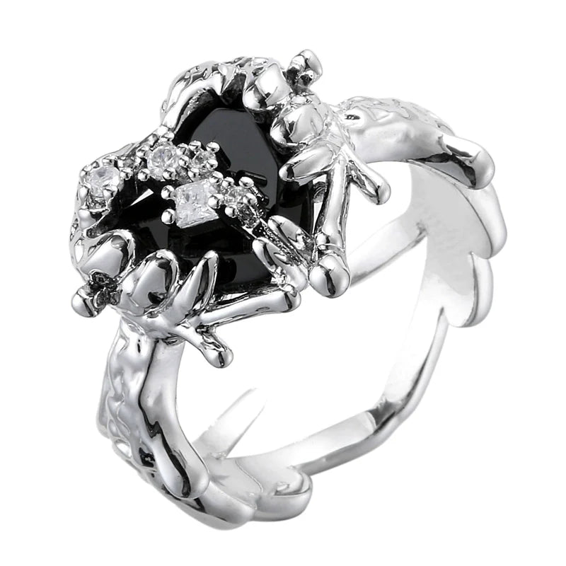 【MASW】Greyscale Black Heart Ring pg962