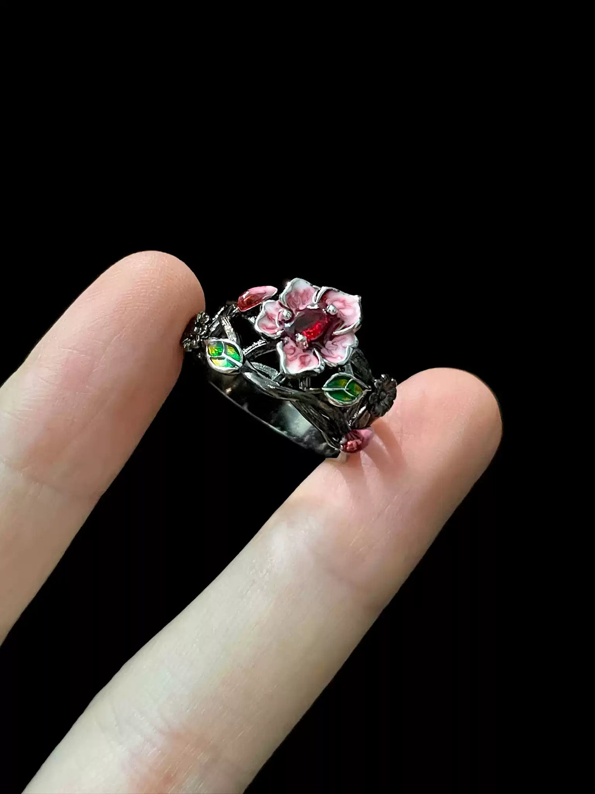 Gothic Ruby Rose Jewelry Ring