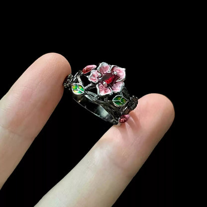 Gothic Ruby Rose Jewelry Ring