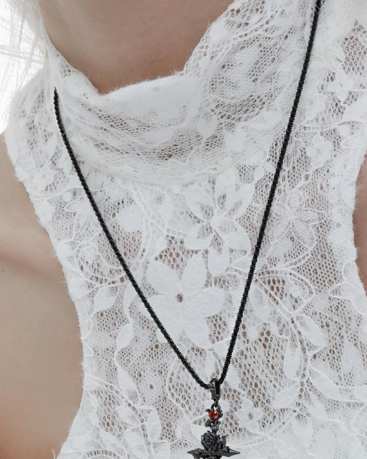 Gothic Rose Cross Pendant Necklace