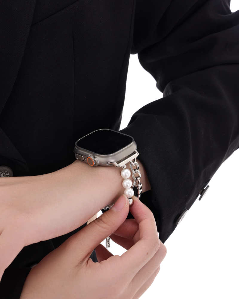 [SUMIYAKI] Apple Watch Metal Pearl & Heart Strap pg56