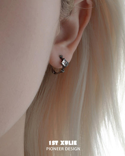 Dark Iris Zirconia Clip-On Earrings