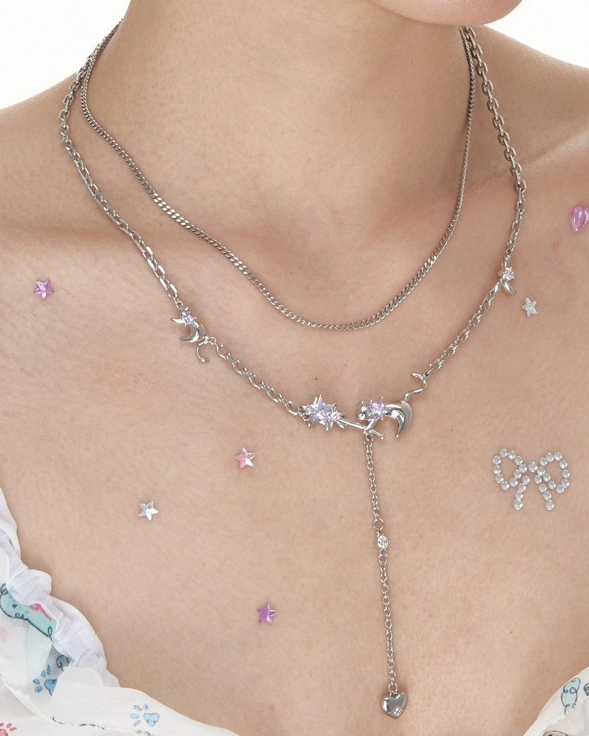 Double Layer Tassel Cat Necklace