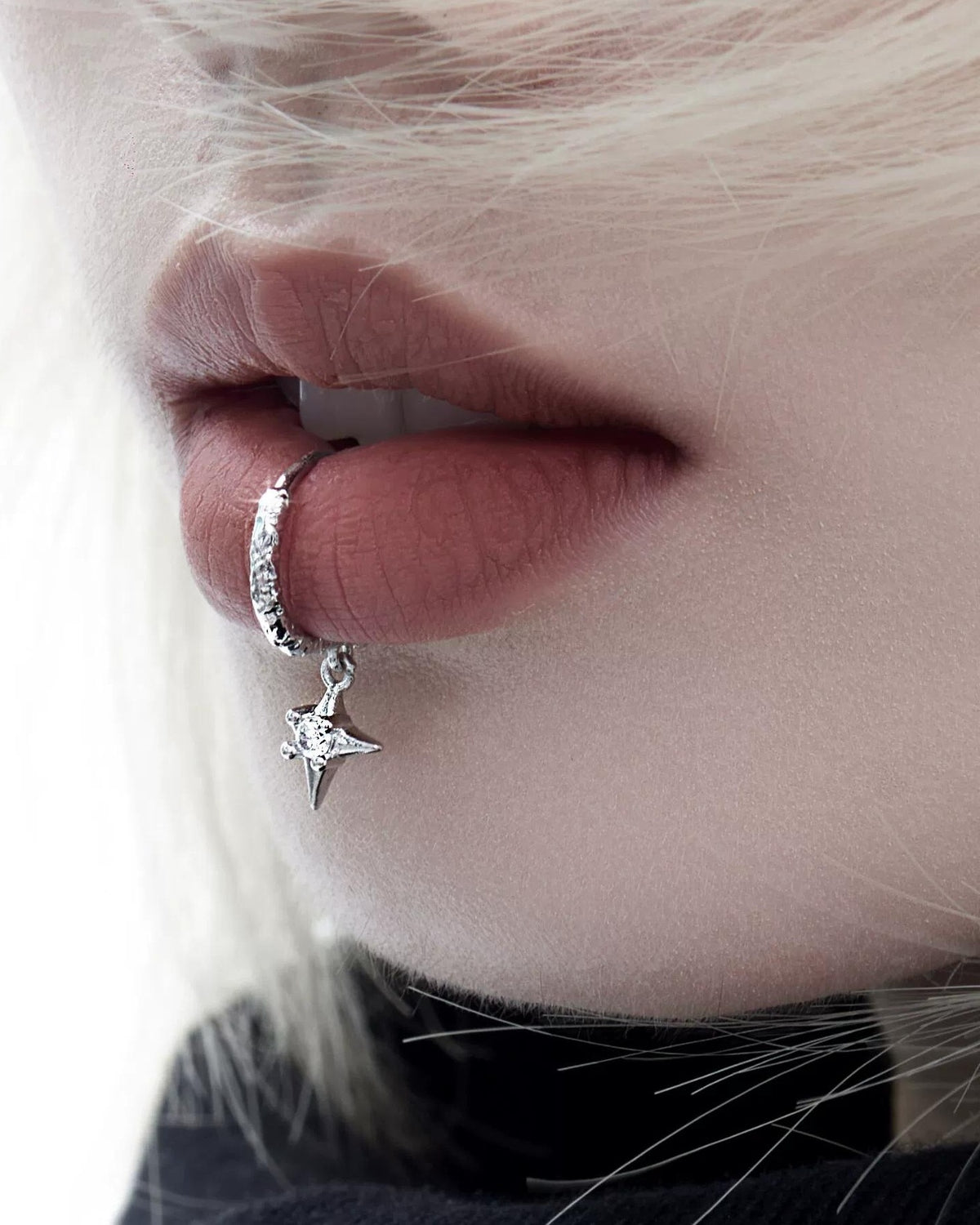 Four-Point Star Sterling Silver Lip Clamp