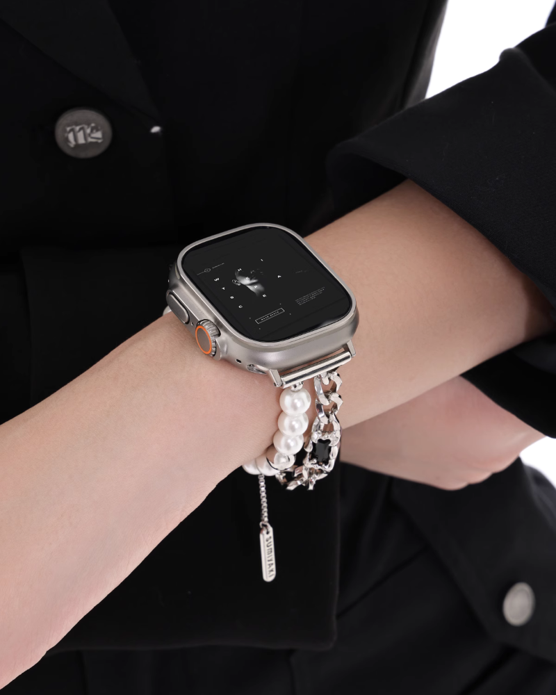 【SUMIYAKI】Apple Watch Metal Pearl & Heart Strap pg56