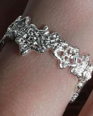 Lace Glow Sterling Silver Open Ring