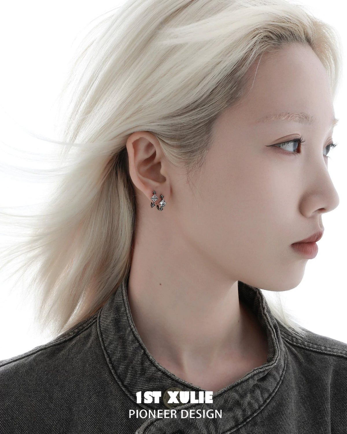 Dark Iris Zirconia Clip-On Earrings