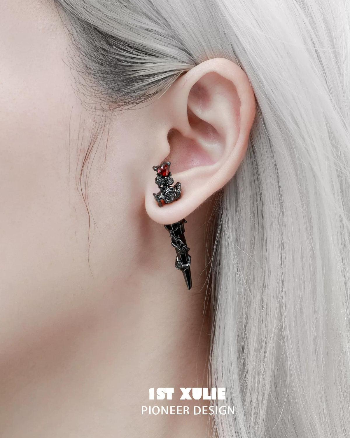 Dark Rose Cross Stud Earrings