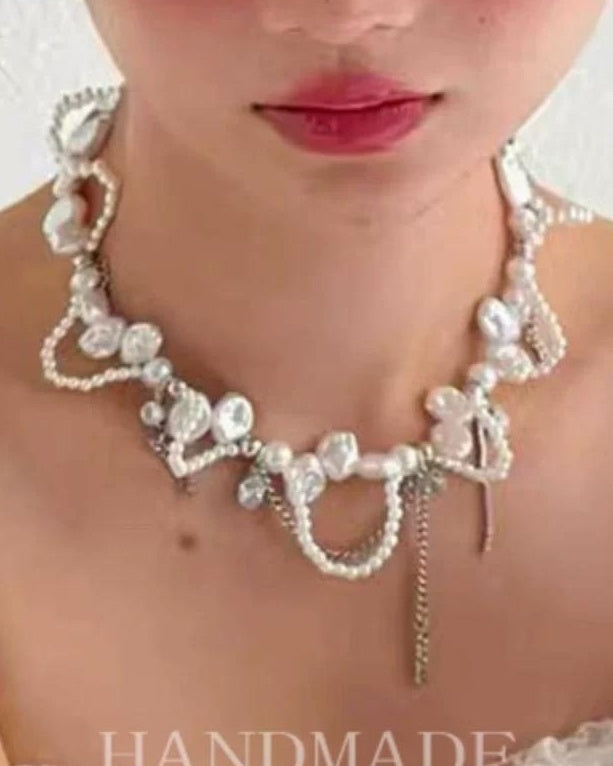 Elegant Pearl Fringe Necklace
