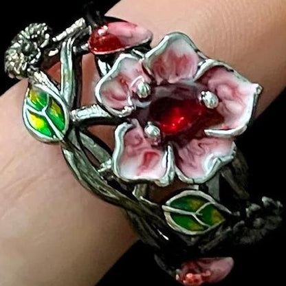Gothic Ruby Rose Jewelry Ring