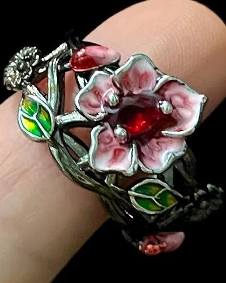Gothic Ruby Rose Jewelry Ring