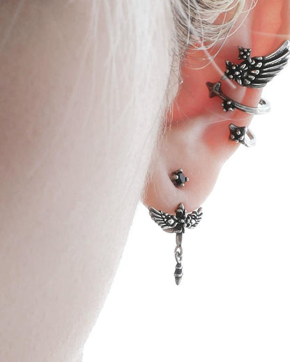 Fallen Angel Detachable Double Piercing Earrings