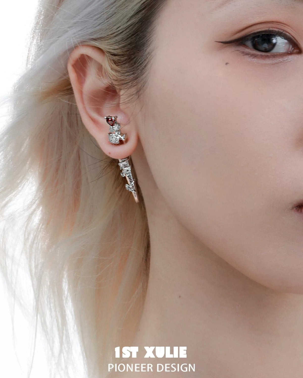 Dark Rose Cross Stud Earrings