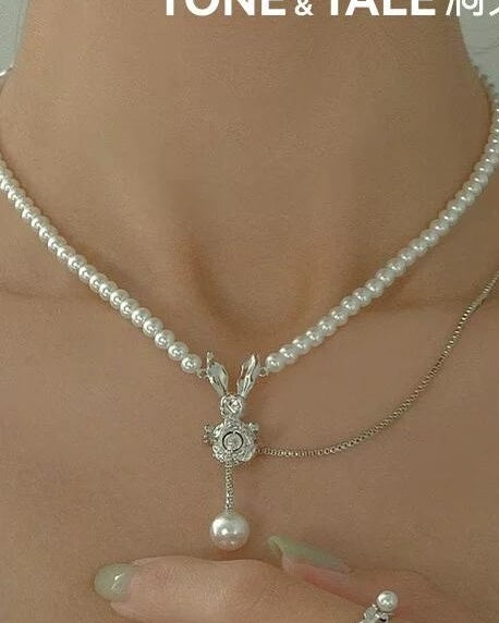 Moonlit Rabbit Y-Chain Necklace