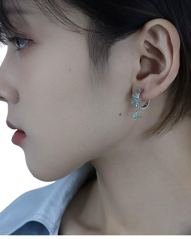 Blue Drip Glaze Butterfly Earrings