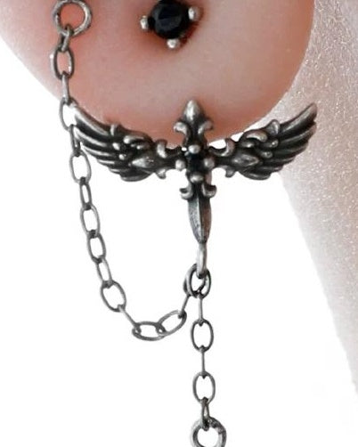 Fallen Angel Detachable Double Piercing Earrings