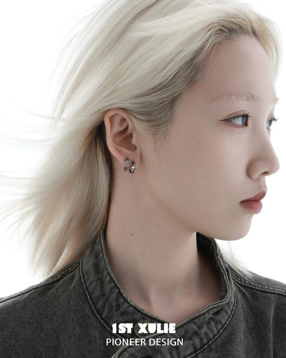 Dark Iris Zirconia Clip-On Earrings