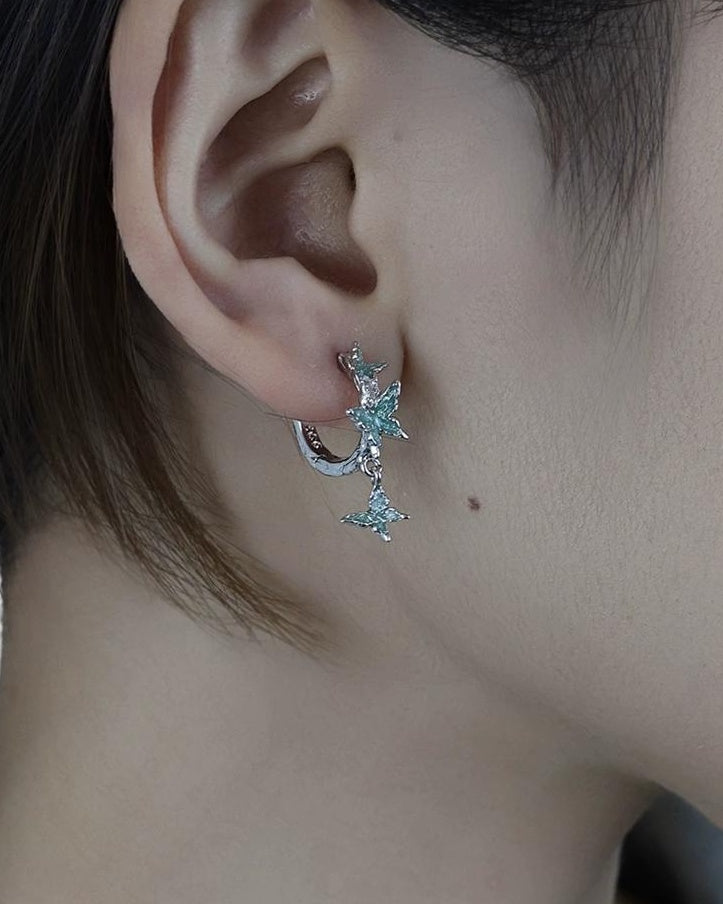 Blue Drip Glaze Butterfly Earrings